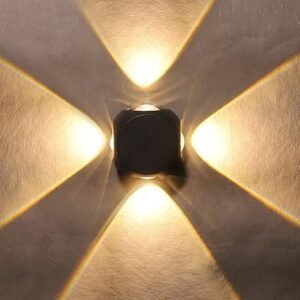 Vivensaa 4-Way LED Wall Light | Warm White Outdoor Decorative Light | IP65 Rainproof & Shockproof Aluminium Body | Modern Exterior Wall Lamp with 2-Year Warranty