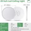 Vivensaa 20 Inch Dimmable LED Flush Mount Ceiling Light, 40W, 4350LM, 3000K/4000K/6000K CCT Selectable, White Round Flat Panel Low Profile Ceiling Fixture for Hallway, Kitchen, Bedroom, Laundry Room - Image 3