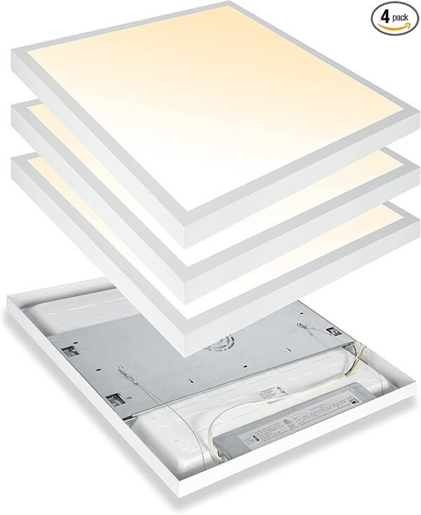 Vivensaa 2x2 FT LED Flat Panel Light Surface Mount | Dimmable | 3000K/4000K/5000K Selectable | 40W | 24x24 inch Backlit Flush Mount Ceiling Fixture | Bright 4400LM | 100-277V | ETL Listed | 4-Pack