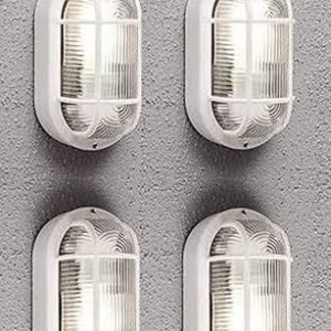 Vivensaa PVC Waterproof Bulkhead Wall Light – Set of 4 | Durable Outdoor & Indoor Hanging Lamp | Weather-Resistant Fixture for Home & Commercial Use | White (Bulb Not Included)