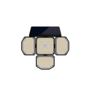 Vivensaa Eco Solar Security Light | 12Hr Runtime | 4 Movable Panels | Dual Color Warm + Cool White | Motion Sensor | IP64 Waterproof | Outdoor Solar Light for Garden, Home, Parking & Shops