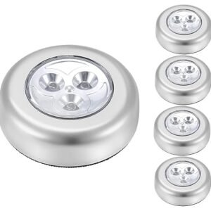 Vivensaa LED Battery-Powered Wireless Touch Lamp – Stick-On Push Light for Closet, Cabinet, Kitchen, Bedroom, Utility Room – Cordless Plastic Night Light (Batteries Not Included, 1PCS)